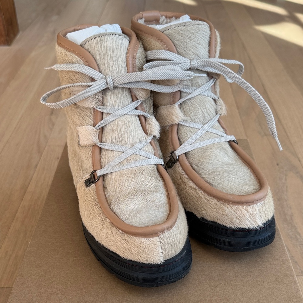 Penelope Chilvers Cream and Tan Winter Boots